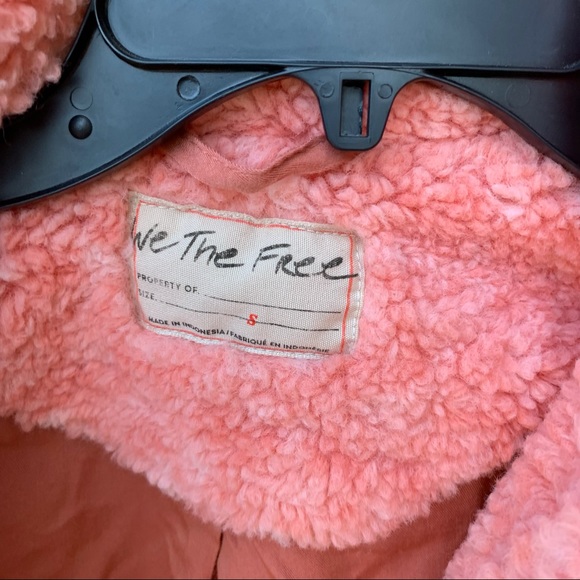 Free People Melon Teddy Swing Jacket Faux Fur Pink Large - Picture 3 of 9